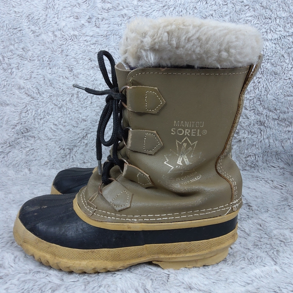 Womens Sorel Manitou Winter Boots Size US 5 Leather Rubber Soles Removable Liner